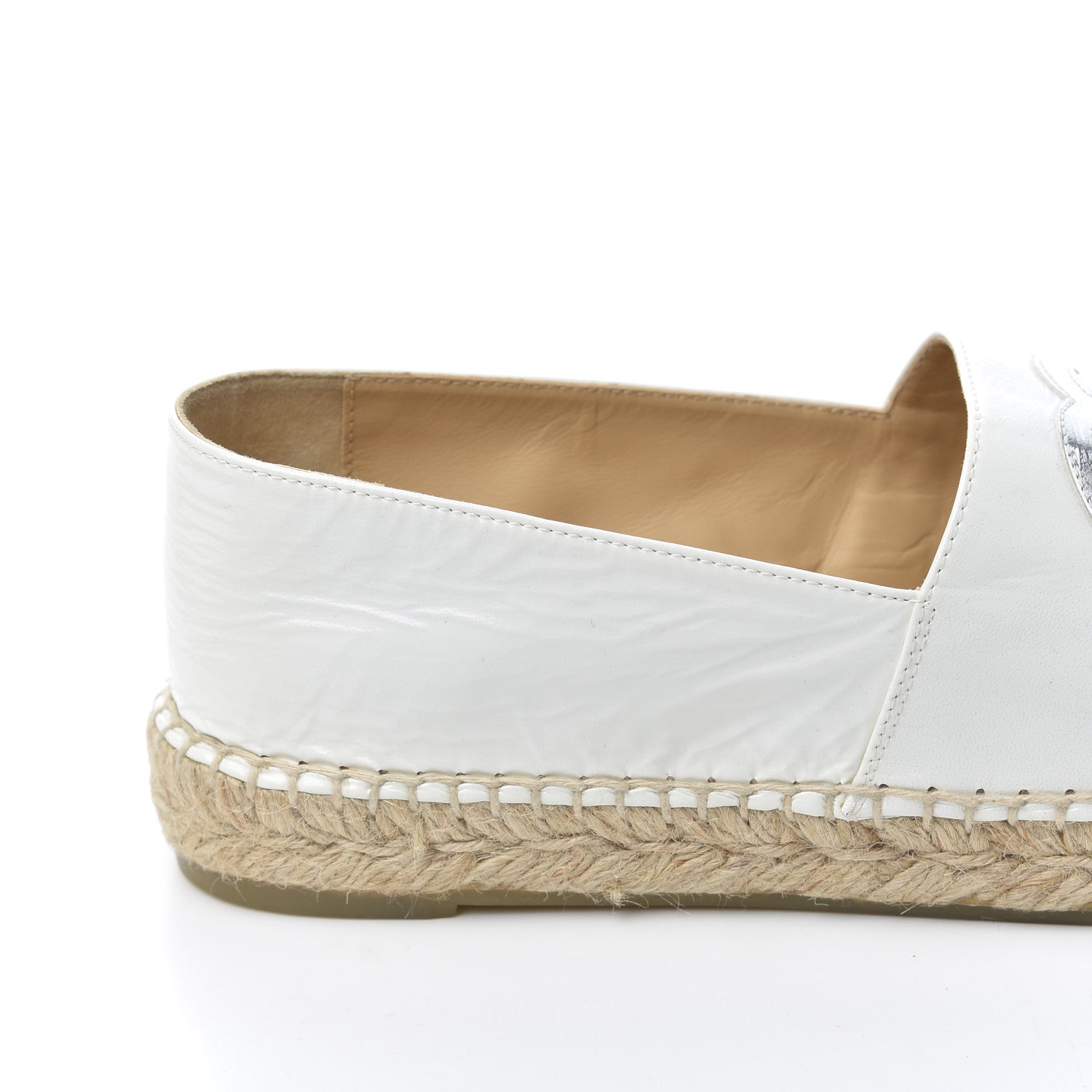 Chanel Distressed Patent CC Espadrilles 39 White Silver 9 of 12