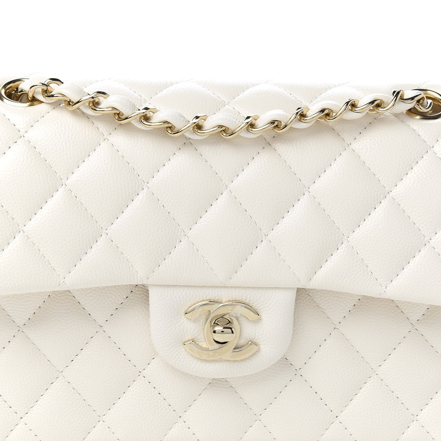 Caviar Quilted Small Double Flap White