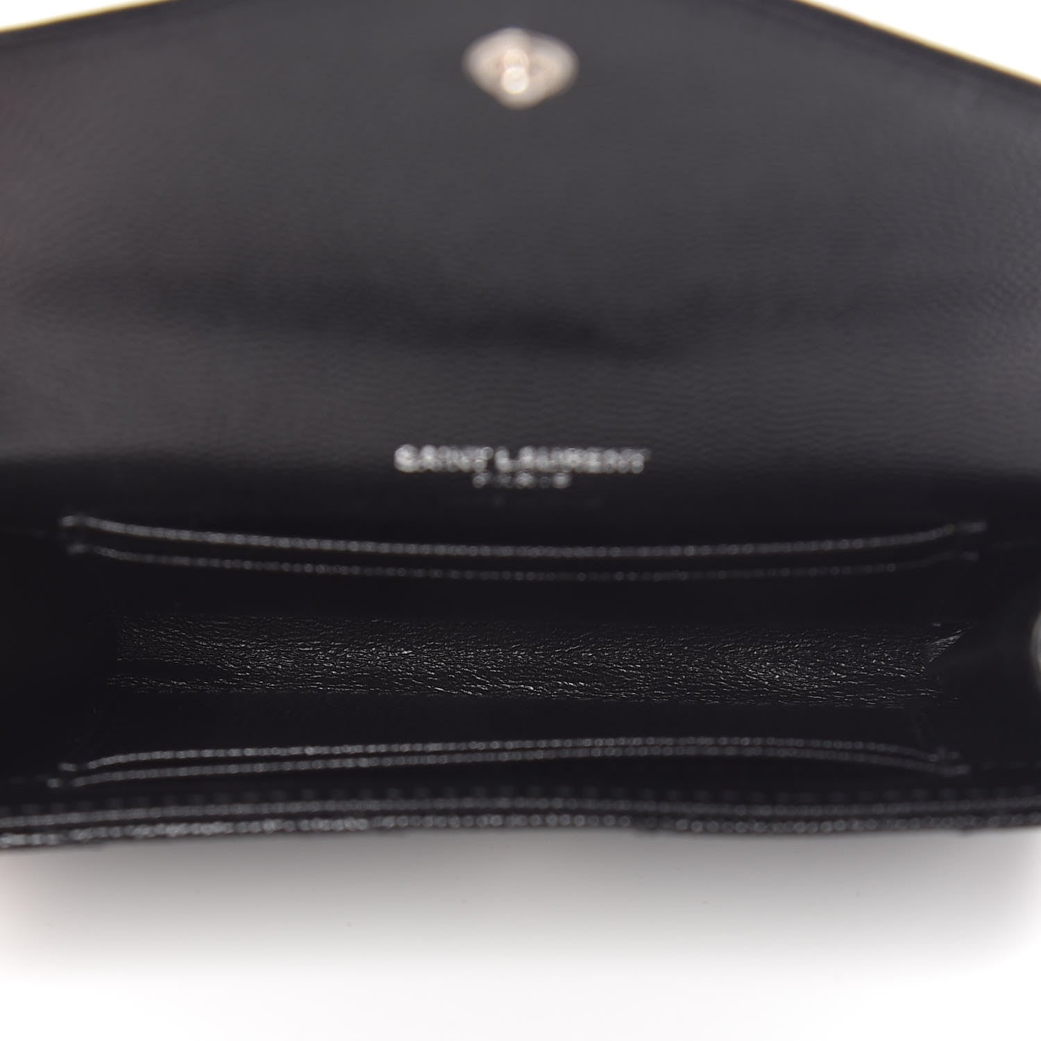 Saint Laurent Grain De Poudre Matelasse Chevron Small Monogram Envelope Wallet Black 5 of 8