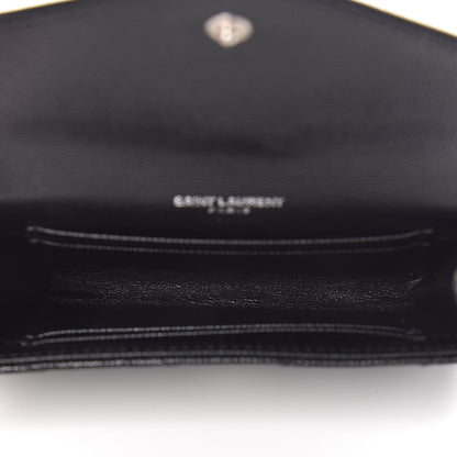 Saint Laurent Grain De Poudre Matelasse Chevron Small Monogram Envelope Wallet Black 5 of 8