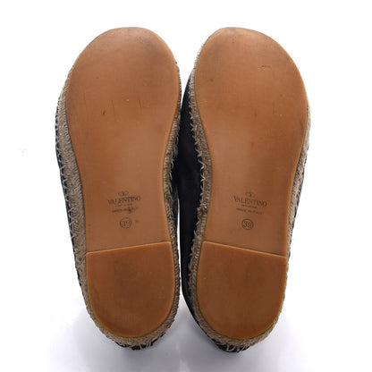 Valentino Garavani Nappa Rockstud Ballerina Espadrille Flats 39 Black 7 of 10