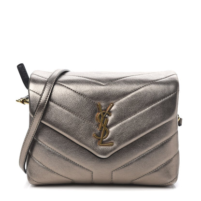 Saint Laurent Metallic Calfskin Y Quilted Monogram Toy Loulou Crossbody Bag Piombo 1 of 10