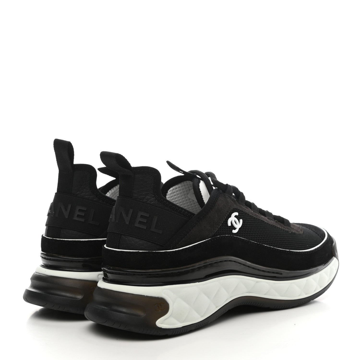 Chanel Fabric Suede CC Sneakers 39.5 Black Dark Grey 4 of 9
