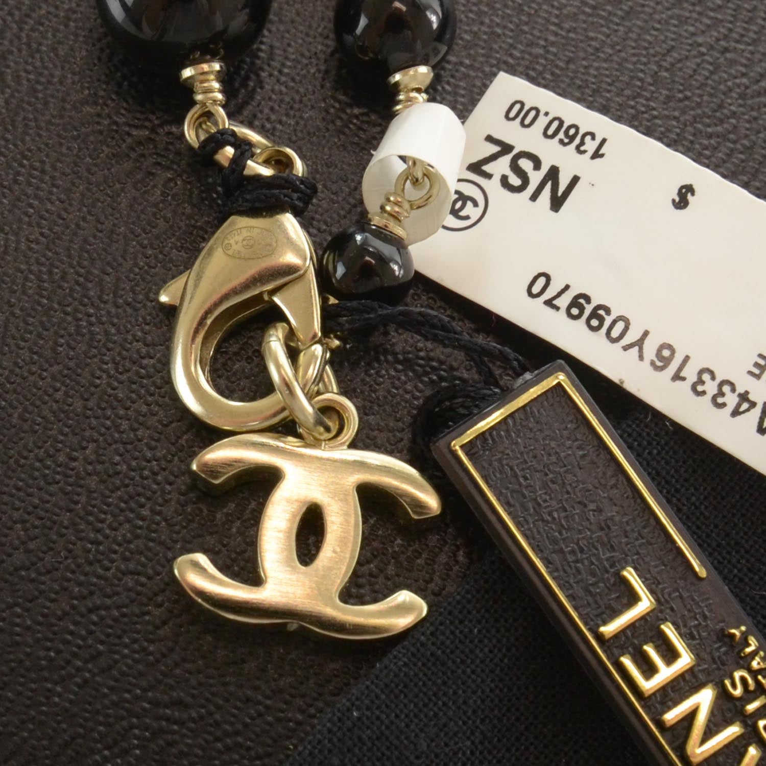 Chanel Beaded Mother of Pearl Oversized CC Necklace 5 of 6
