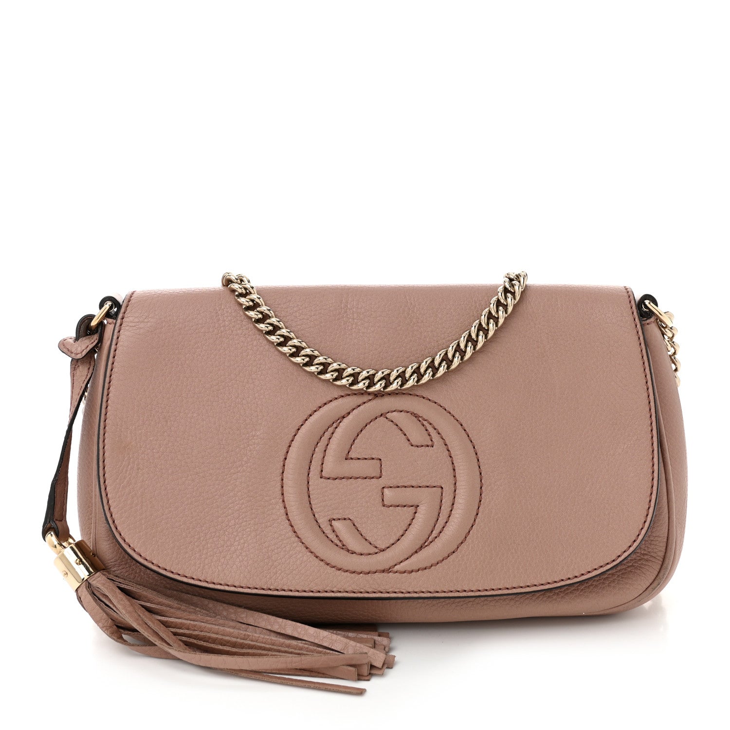 Gucci Pebbled Calfskin Medium Soho Flap Crossbody Pale Pink 1 of 11