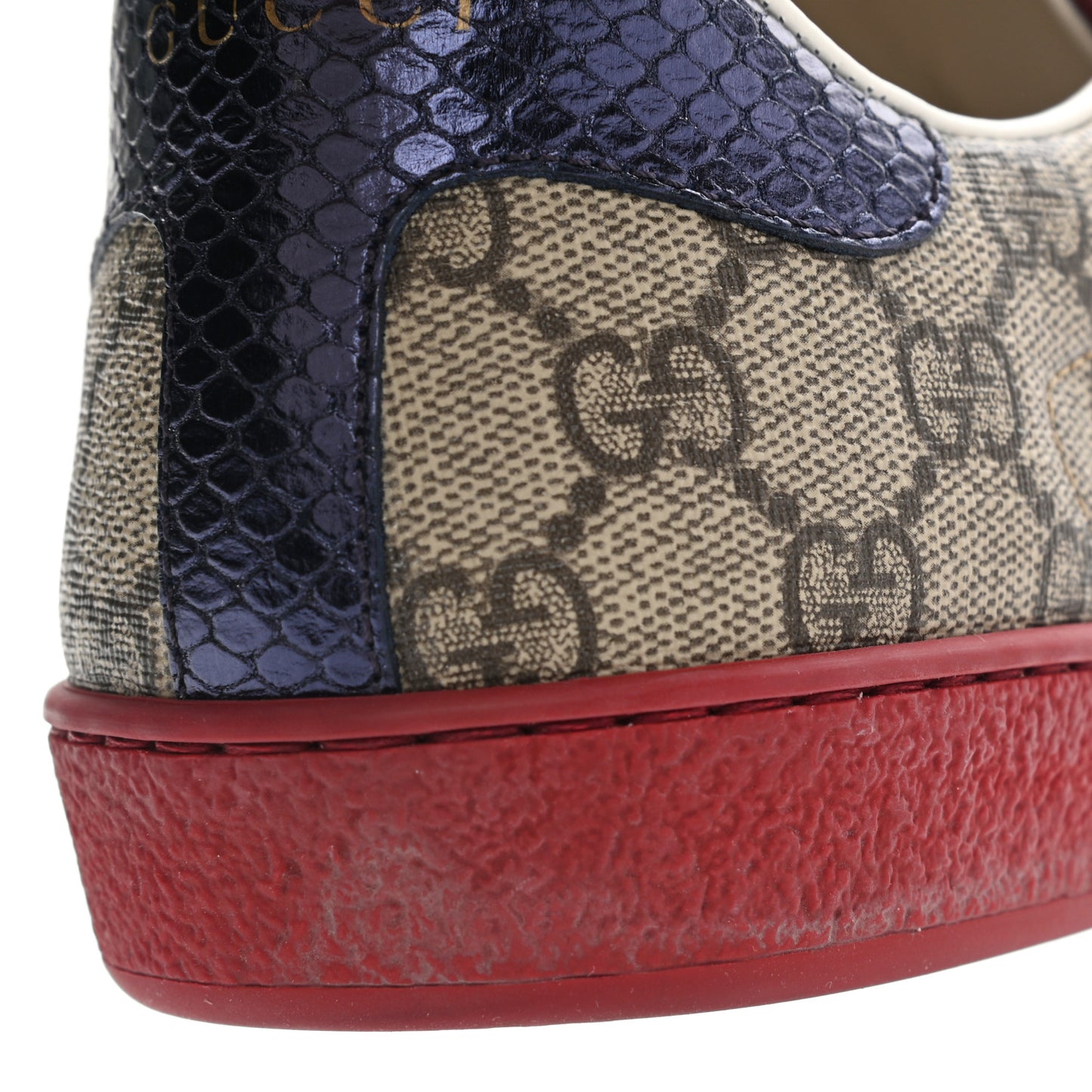 GG Supreme Monogram Ayers Mens New Ace Low-Top Sneaker 7 Beige Red