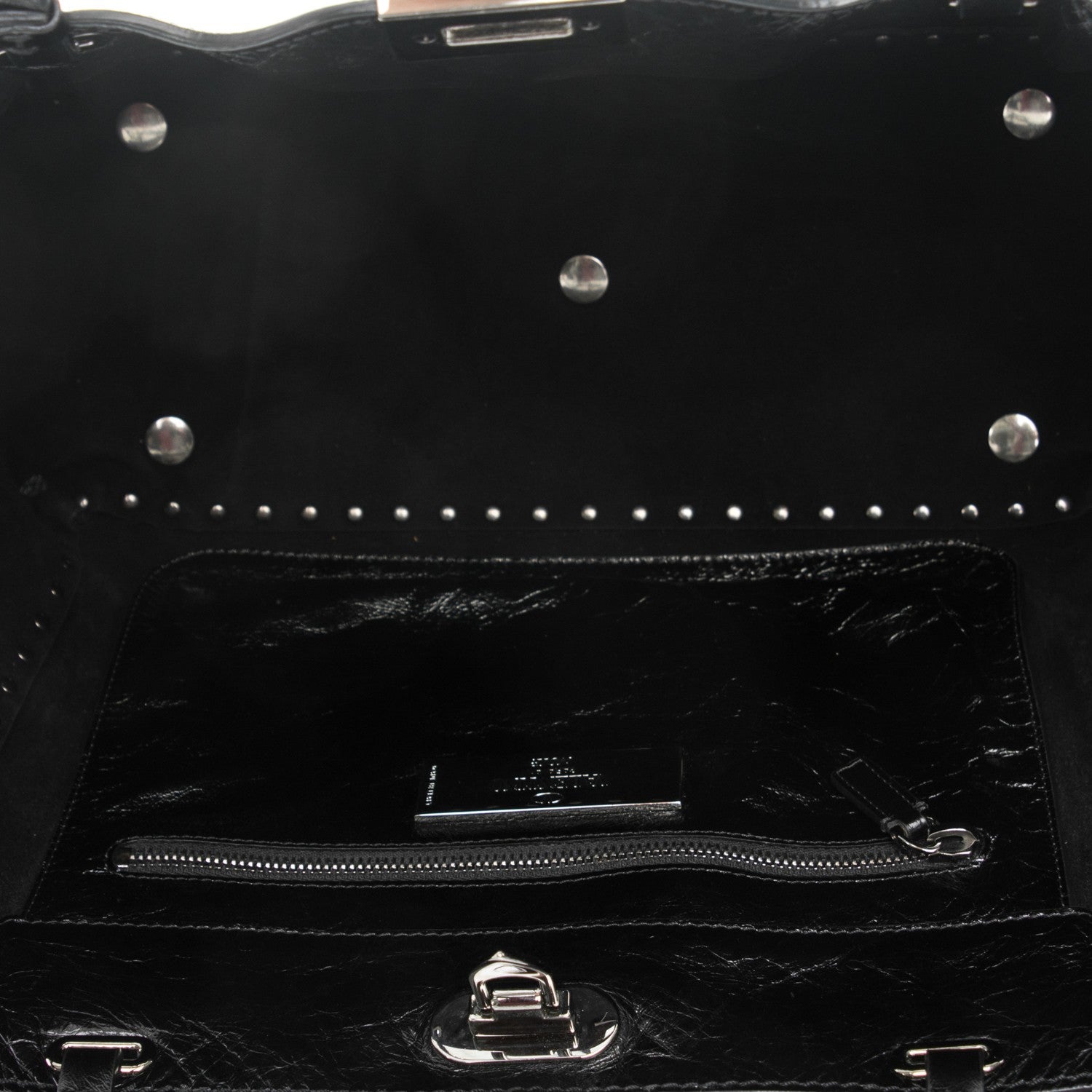 Valentino Garavani Vitello Medium Rockstud Tote Black 5 of 6