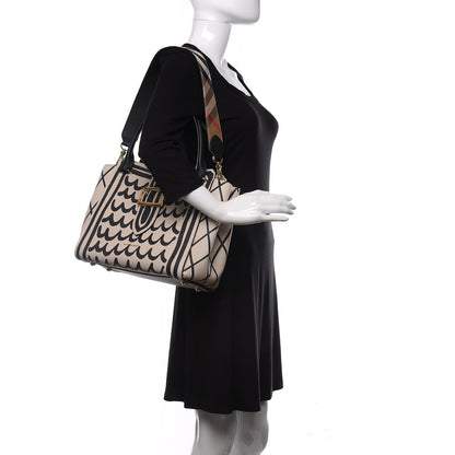 Burberry Soft Grain Calfskin L'oeil Print Medium Buckle Tote Limestone 2 of 12