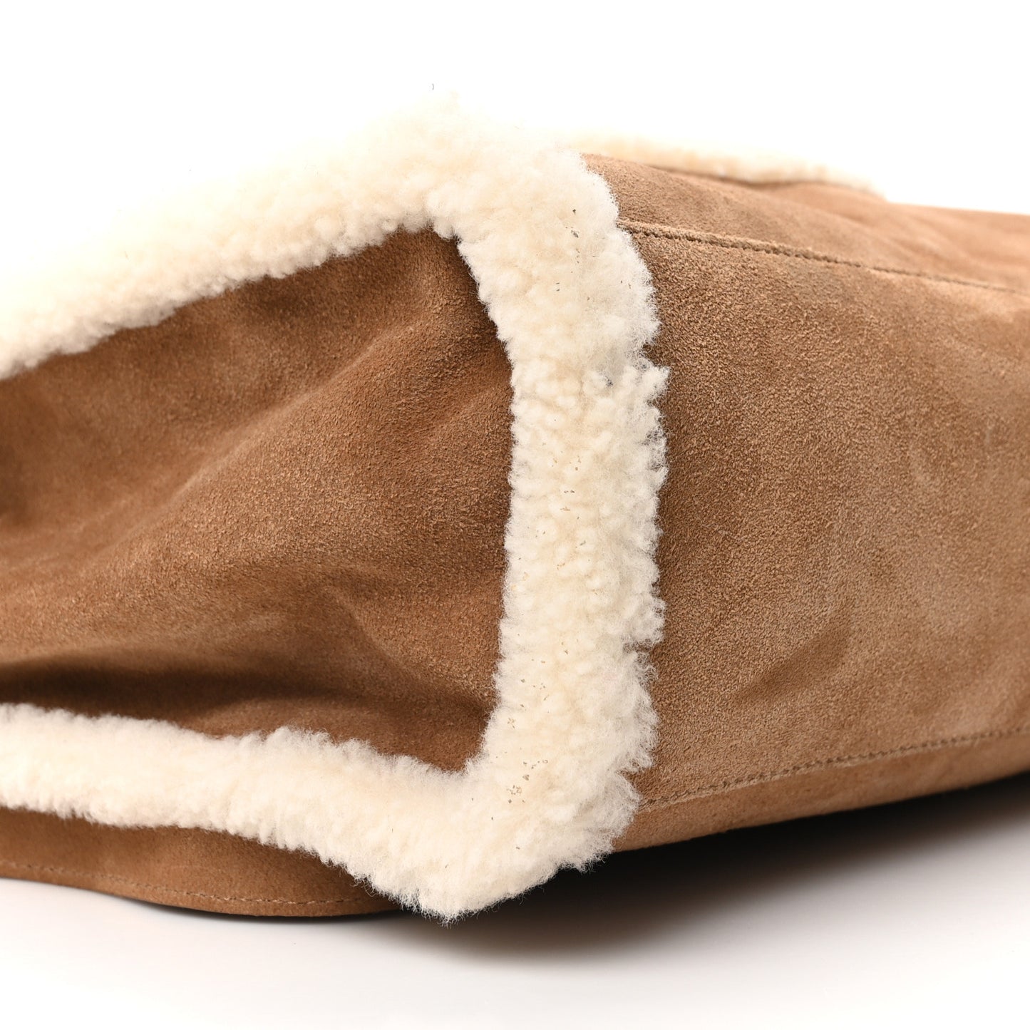 X UGG Suede Shearling Medium Shopping Bag Chestnut