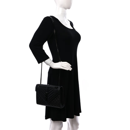 Saint Laurent Grain De Poudre Textured Mixed Matelasse Triquilt Medium Monogram Monochrome Satchel Black 2 of 8