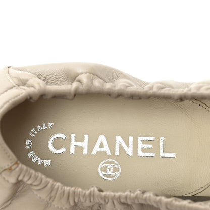 Chanel Lambskin CC Elastic Cap Toe Ballerina 40 Flats 40 Beige Black 8 of 10
