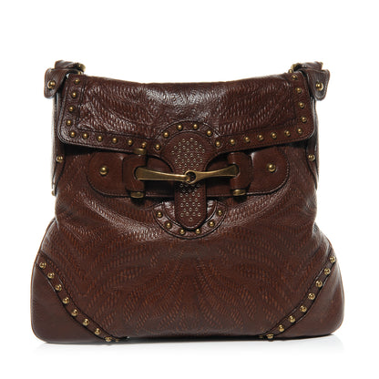 Gucci Leather Studded Tooled Pelham Brown 1 of 7