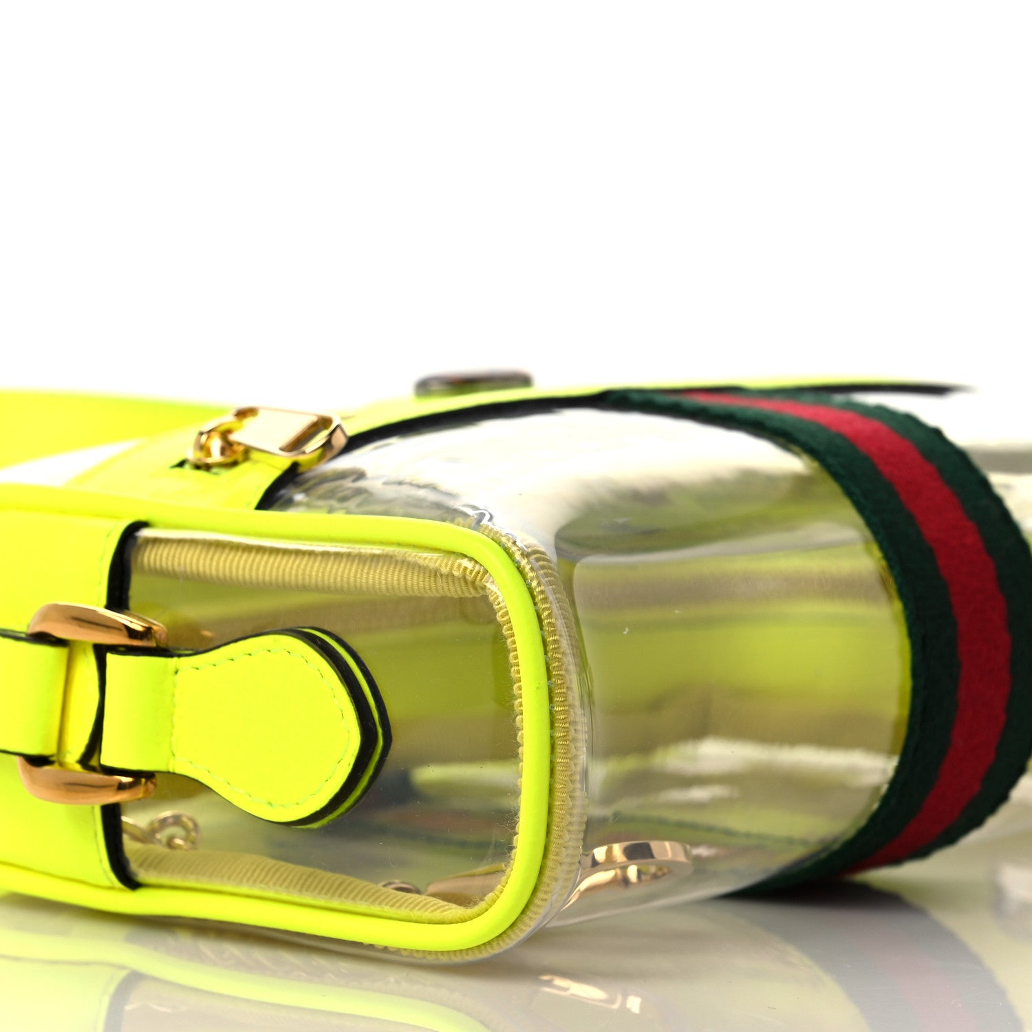 Gucci Vinyl Web Mini Ophidia Transparent Shoulder Bag Yellow Fluo 7 of 9