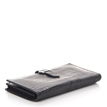 Hermes Matte Alligator Bearn Wallet Black 4 of 10