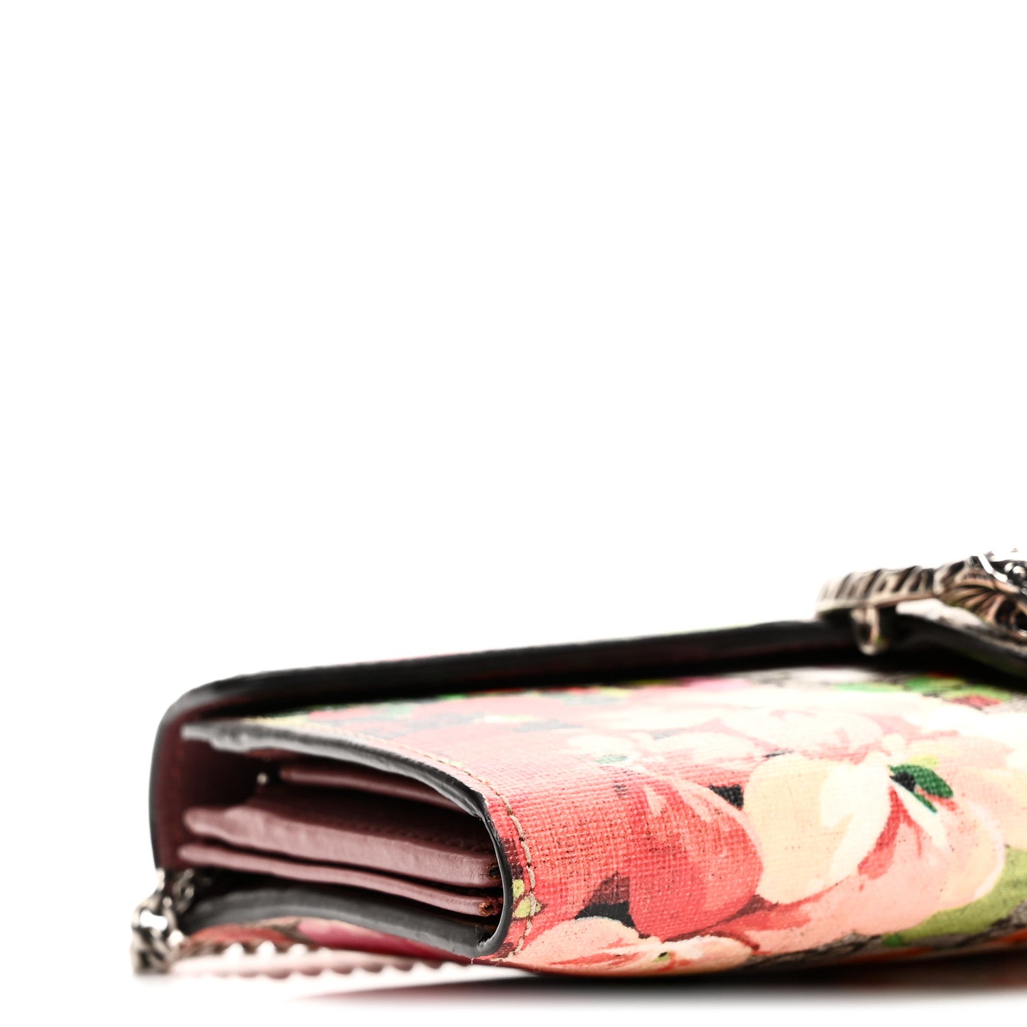 Gucci GG Supreme Monogram Blooms Dionysus Chain Clutch Wallet Beige Multicolor Dry Rose 8 of 9