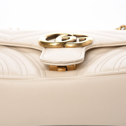 Gucci Calfskin Matelasse Mini GG Marmont Shoulder Bag White 8 of 9