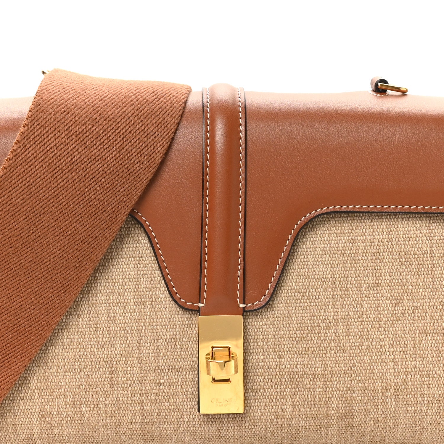 Celine Canvas Calfskin Teen Soft 16 Shoulder Bag Beige Tan 8 of 10