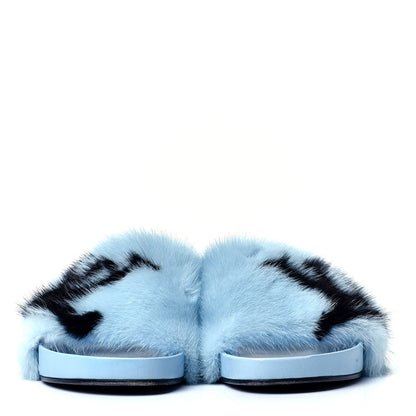 Louis Vuitton Mink Fur Bom Dia Flat Mules 37 Blue 2 of 5