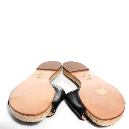 Chanel Lambskin CC Espadrille Slip On Sandals 38 Black 5 of 8