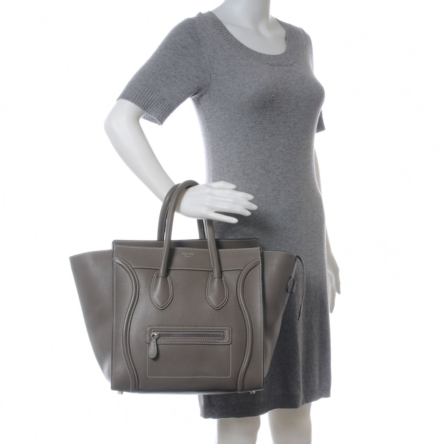 Drummed Calfskin Mini Luggage Bag Souris