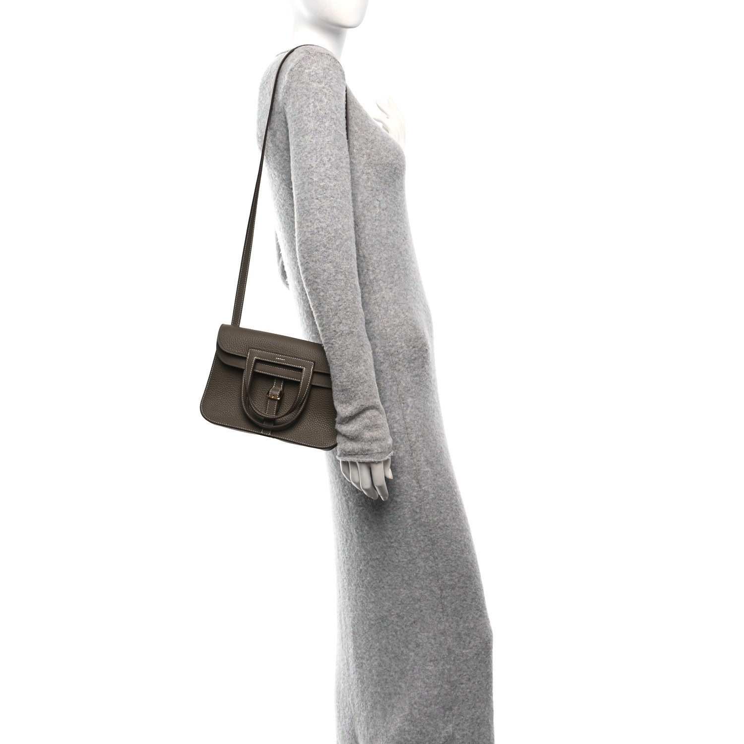 Hermes Taurillon Clemence Halzan 25 Etoupe 2 of 11
