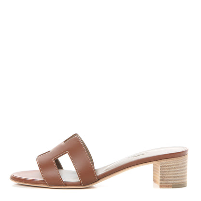 Hermes Calfskin Oasis Sandals 37 Gold 1 of 8