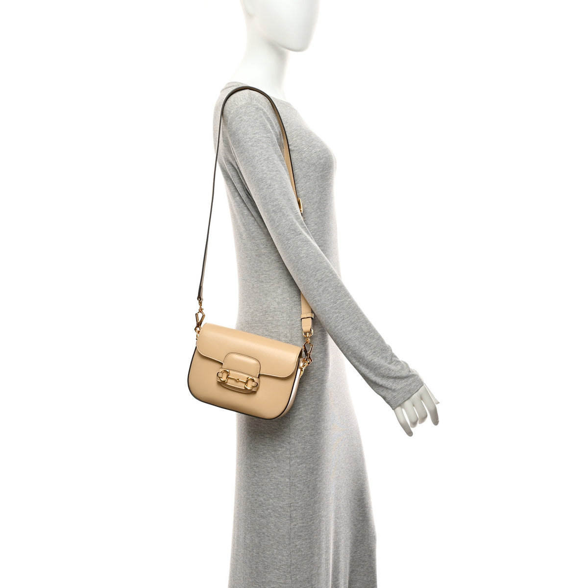 Azalea Calfskin Web Mini Horsebit 1955 Shoulder Bag Bubble Tea