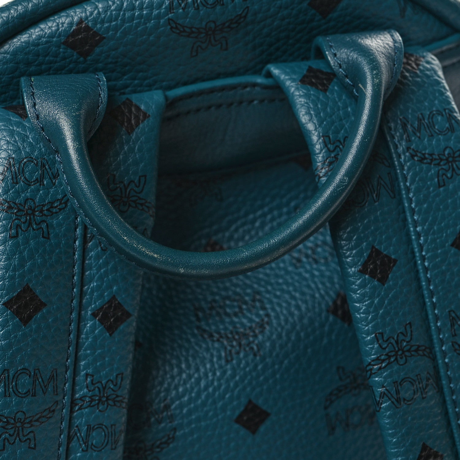 MCM Visetos Large Side Studs Stark Backpack Teal 10 of 10