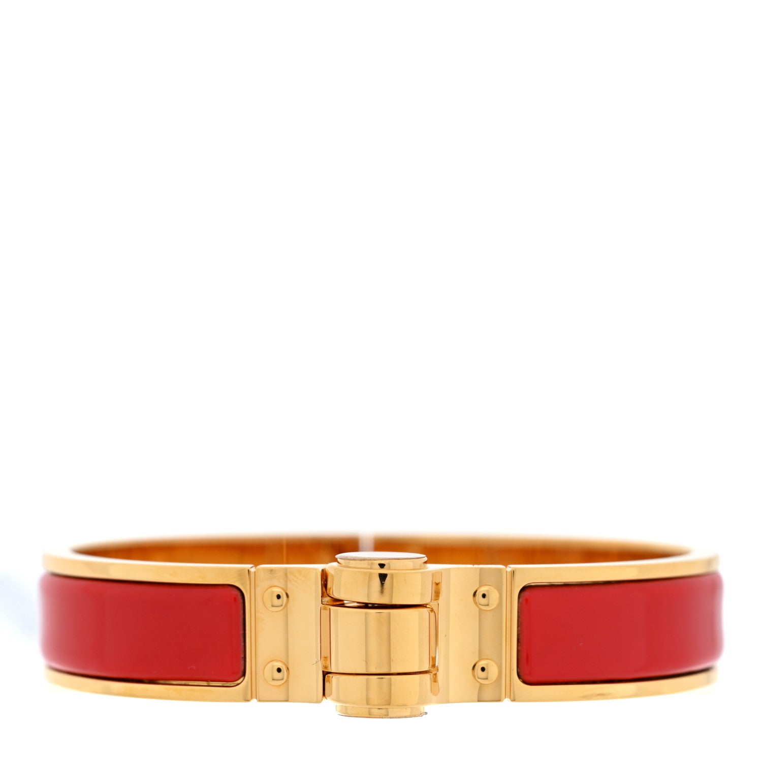 Hermes Enamel Charniere Uni Narrow Hinged Bracelet S Rouge Vif 1 of 4