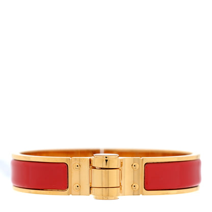 Hermes Enamel Charniere Uni Narrow Hinged Bracelet S Rouge Vif 1 of 4