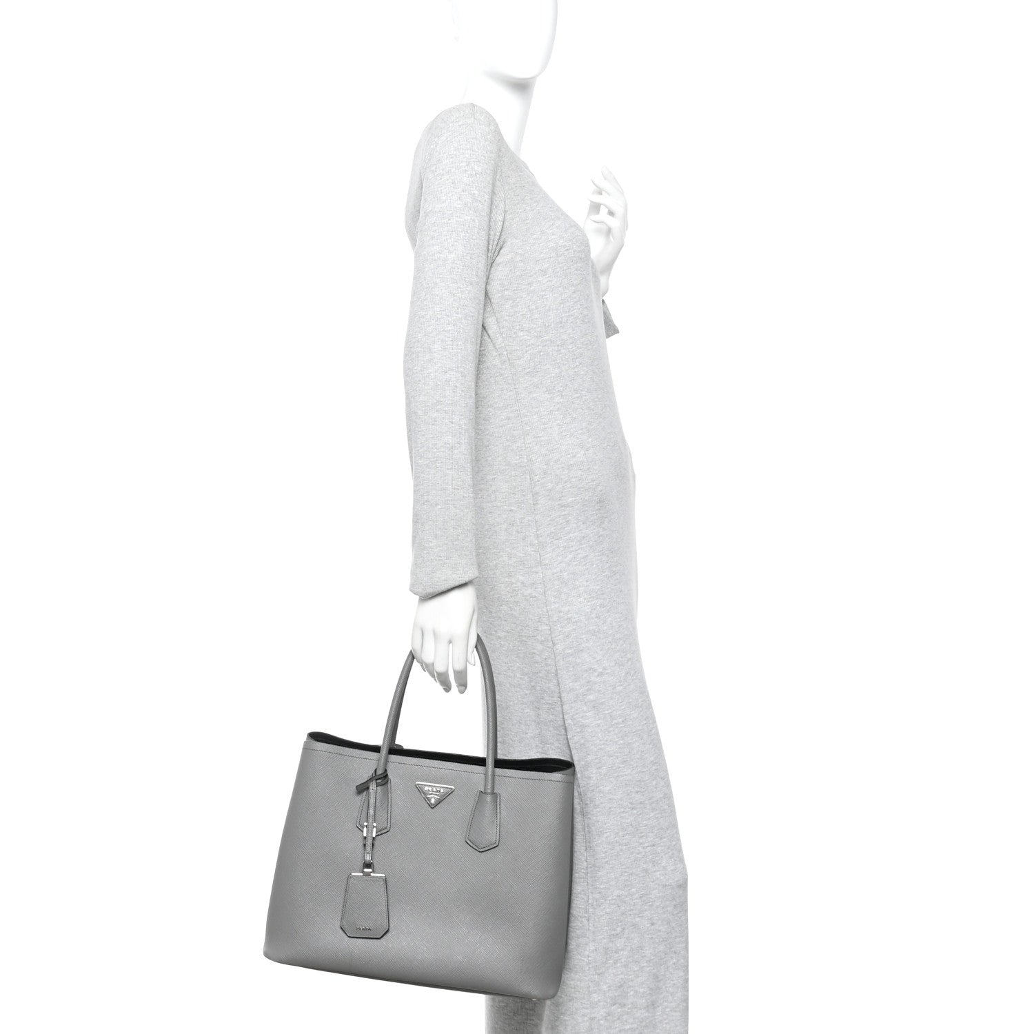 Prada Saffiano Cuir Large Double Bag Marmo 2 of 10