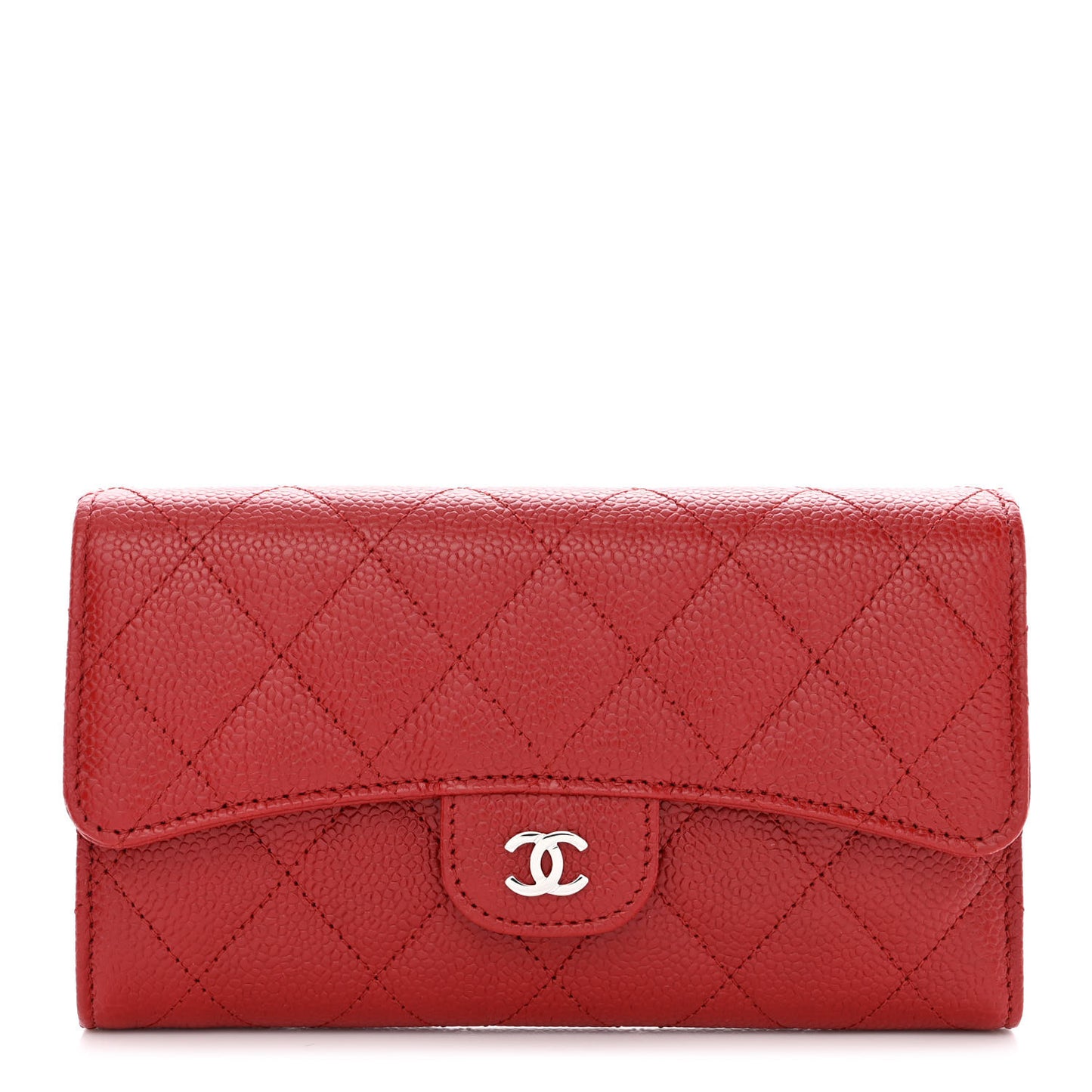Caviar Quilted Large Flap Wallet Red