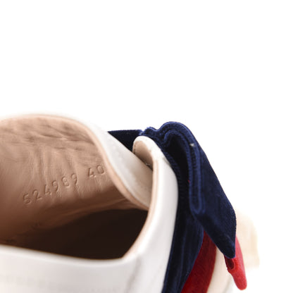 Gucci Calfskin Velvet Womens Bow Ace Sneakers 40 White 9 of 10