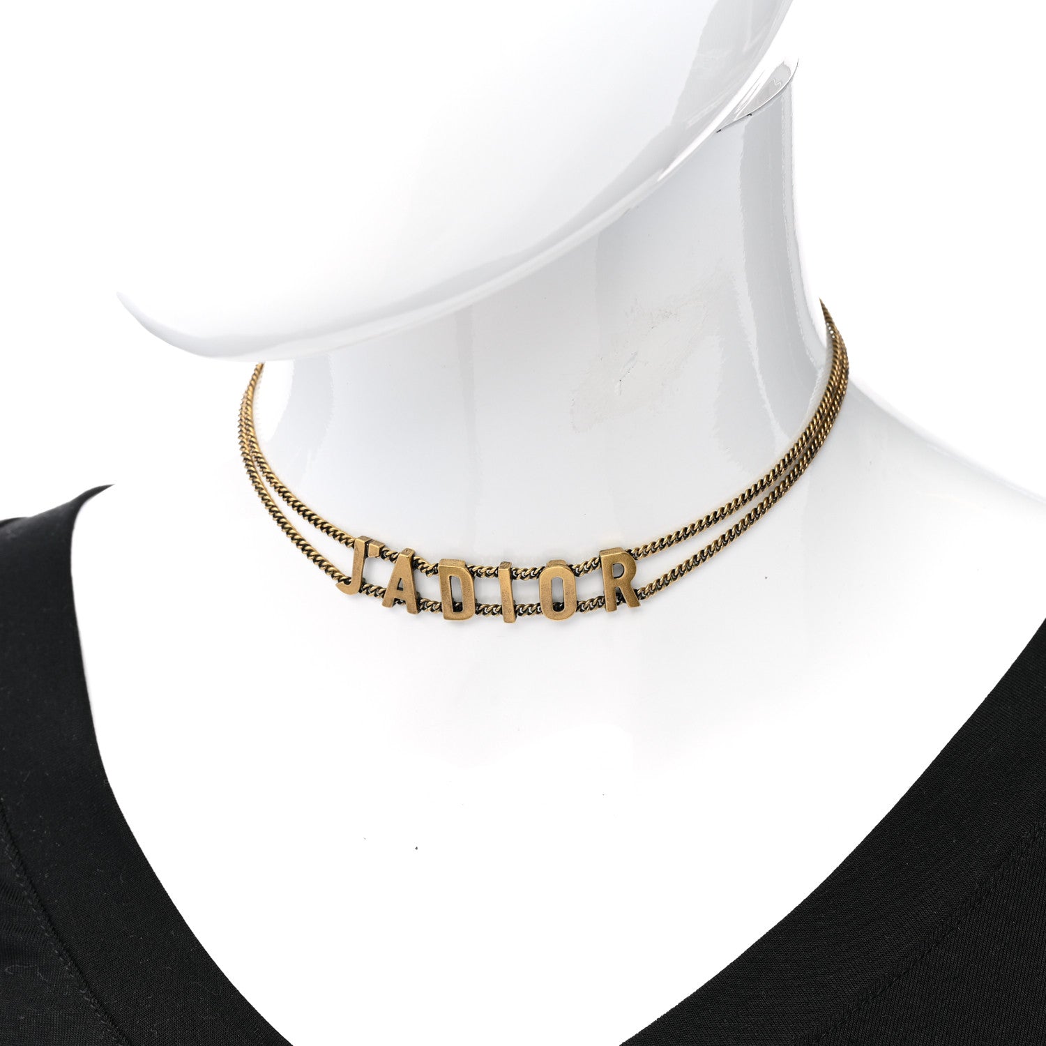 Christian Dior Metal J'Adior Choker Necklace Aged Gold 2 of 5