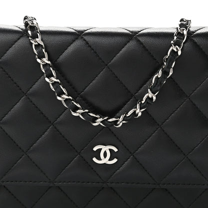 Chanel Lambskin Quilted Wallet On Chain WOC Black 9 of 12