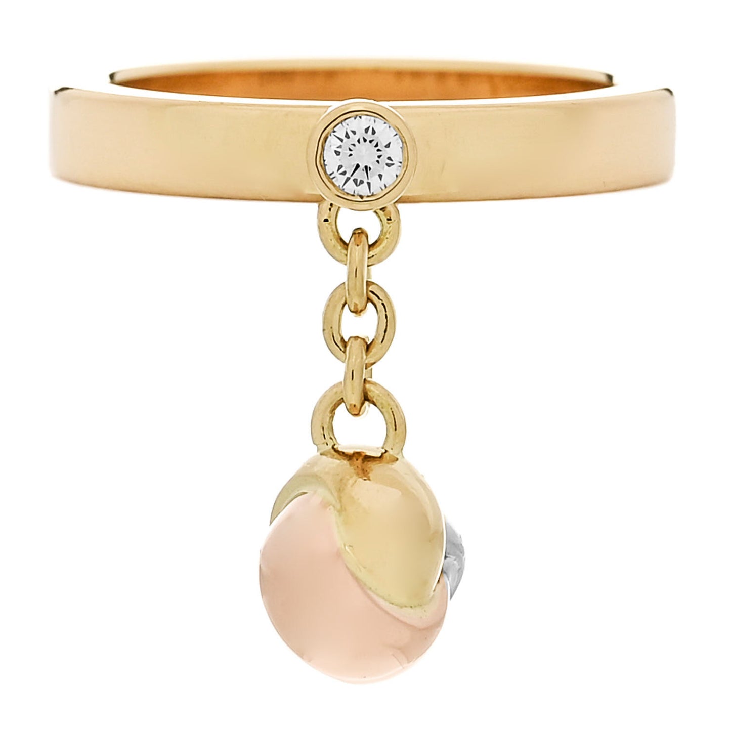 18K Pink Yellow White Gold Diamond Trinity Knot Charm Ring 47 4