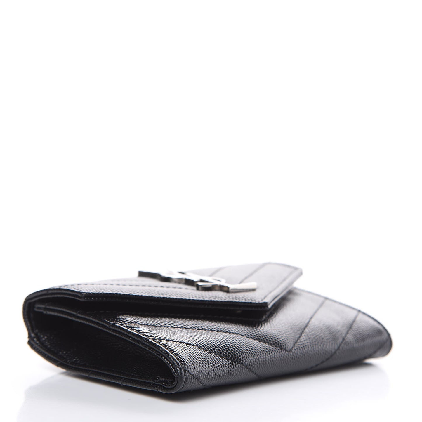 Grain De Poudre Matelasse Chevron Small Monogram Envelope Wallet Black