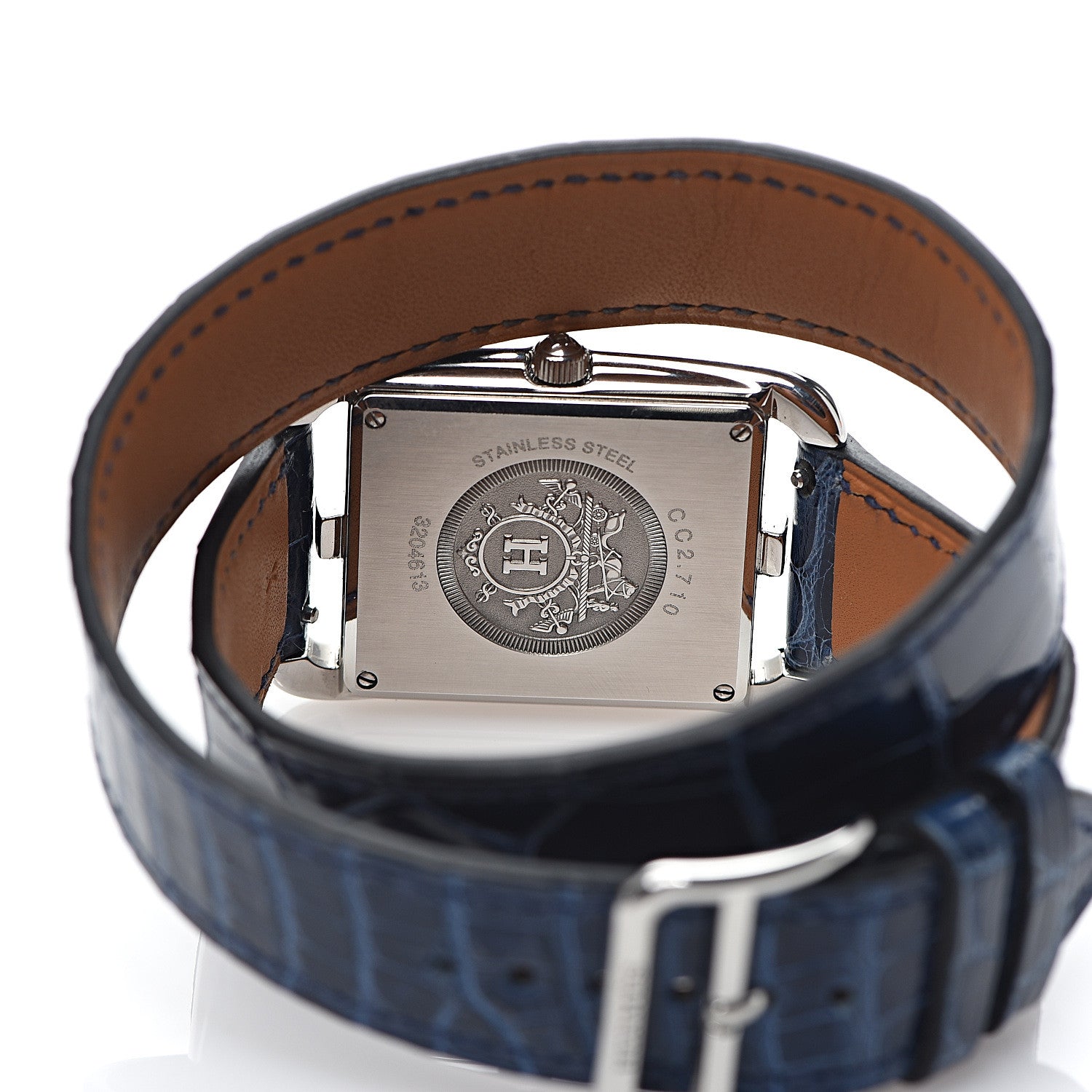 Hermes Stainless Steel Alligator 29mm Cape Cod Double Tour Quartz Watch Bleu Saphir 5 of 6