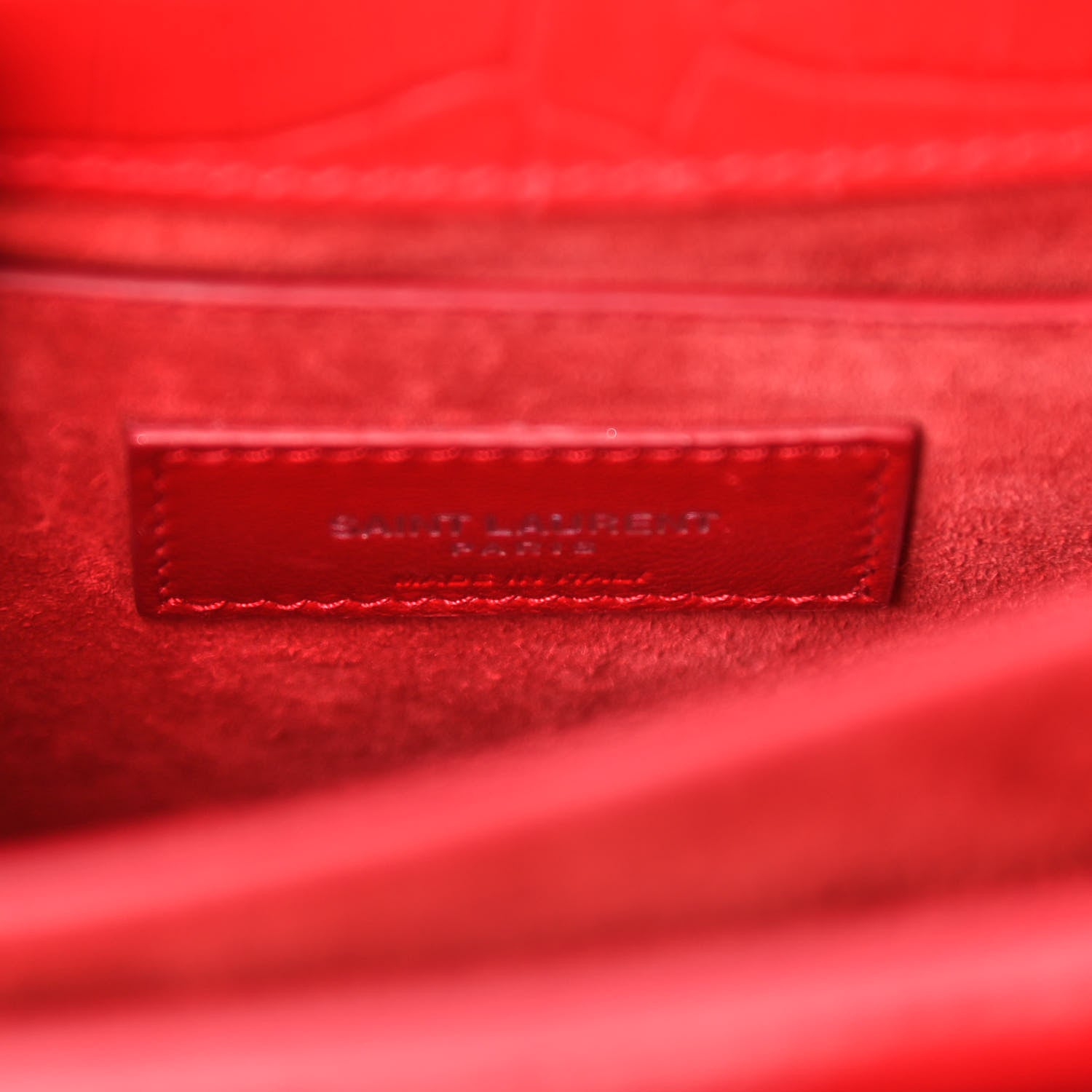 Saint Laurent Calfskin Crocodile Embossed Medium Monogram Sunset Rouge Eros 6 of 10