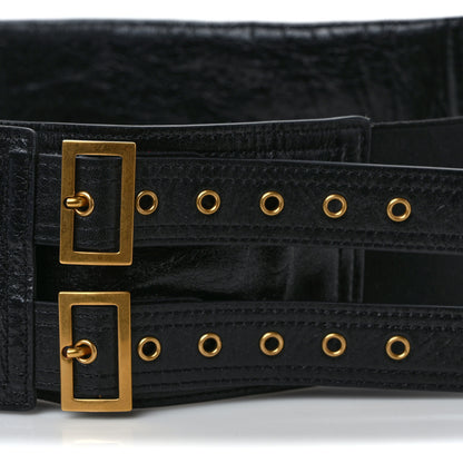 Christian Dior Crinkled Lambskin 135mm Saddle Belt Black 4 of 6
