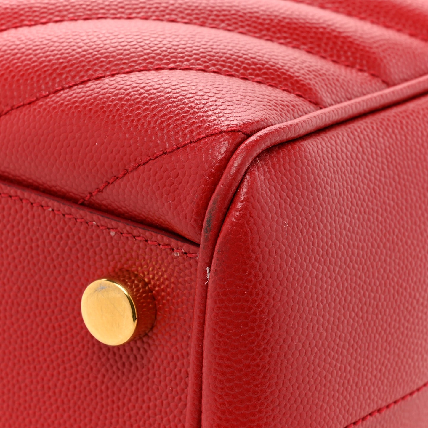Grain De Poudre Matelasse Chevron Monogram Shopping Bag Red