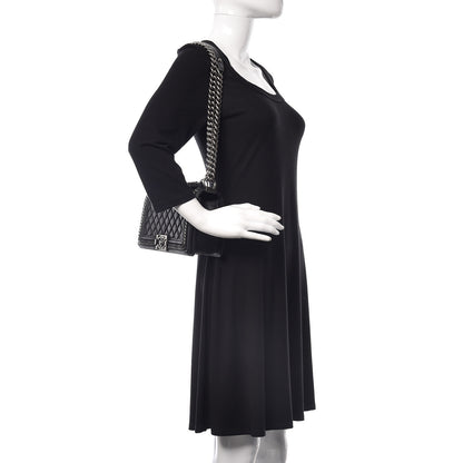 Chanel Calfskin Quilted Medium Boy Top Handle Flap Black 2 of 12