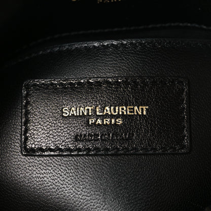 Saint Laurent Velvet Matelasse Chevron Medium College Monogram Bag Black 6 of 9