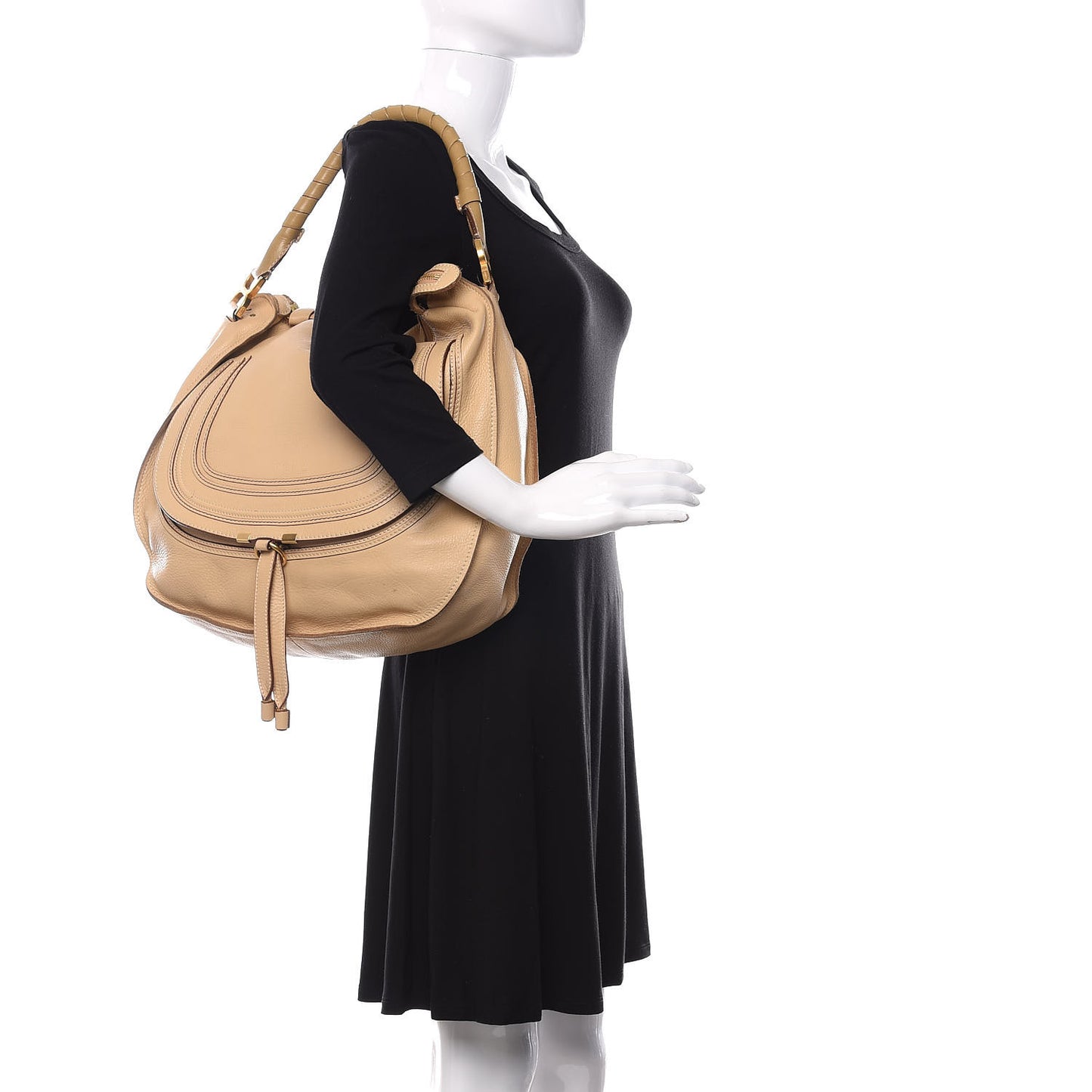 Calfskin Large Marcie Hobo Beige
