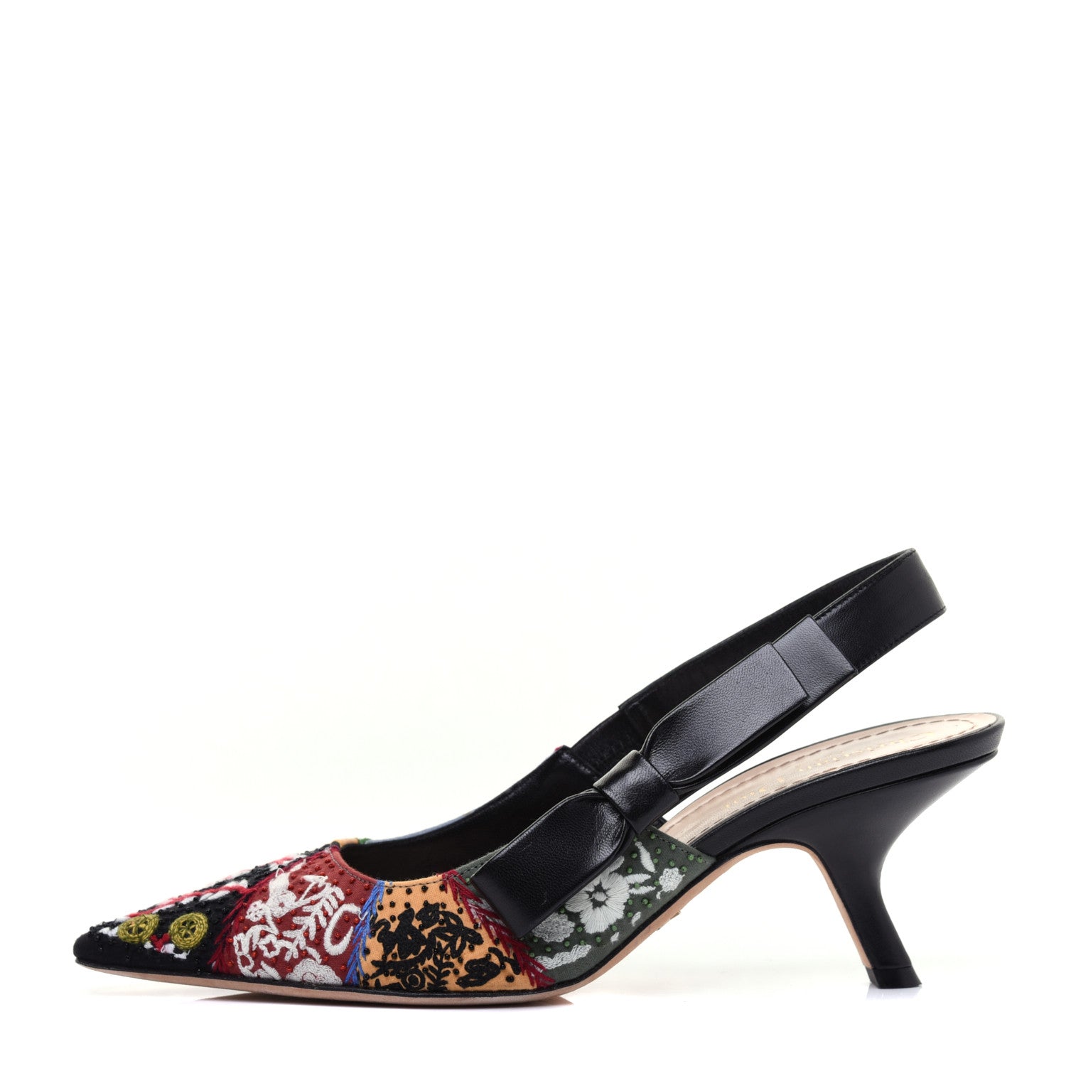 Christian Dior Calfskin Embroidered Beaded Sweet D Sling-Back Pumps 38 Multicolor 1 of 9