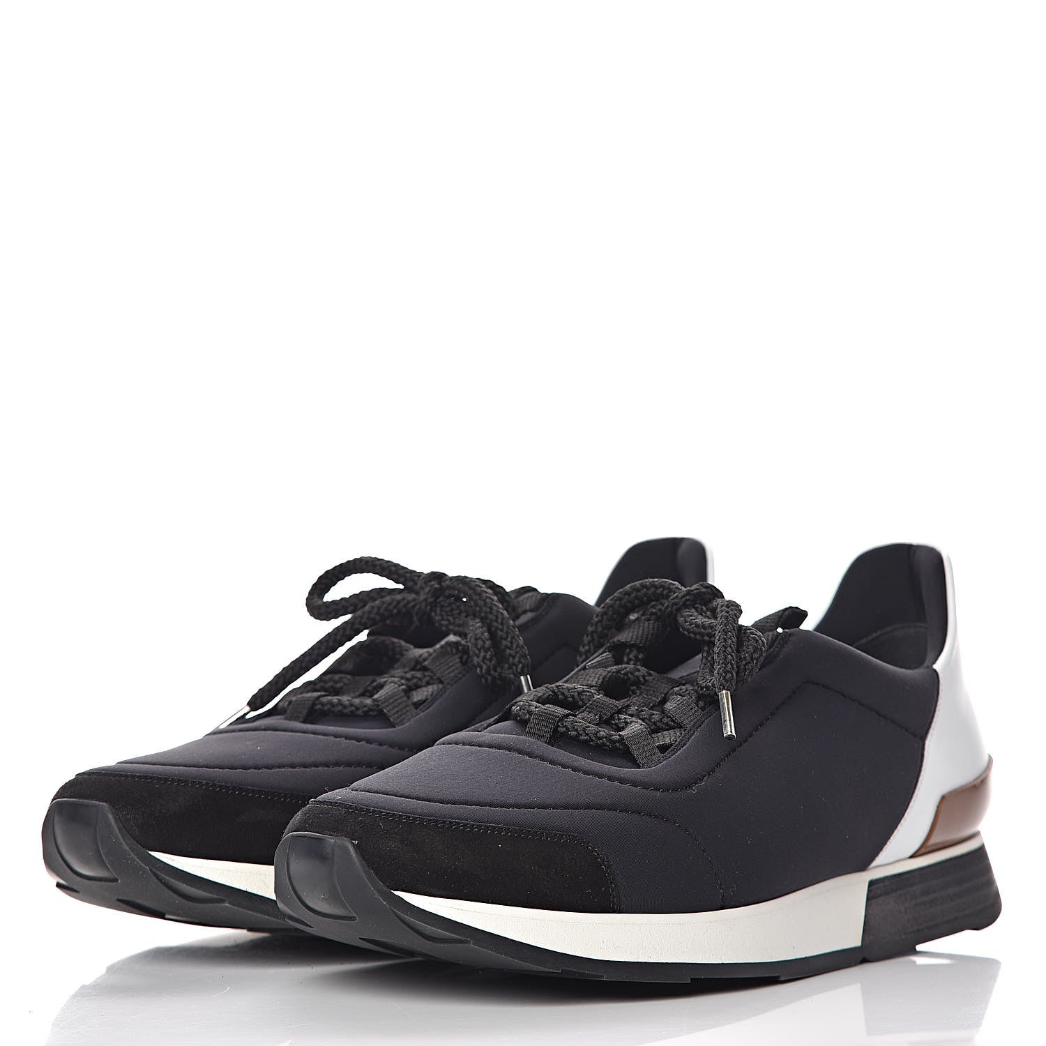 Hermes Technical Canvas Mens Miles Sneakers 43.5 Black White 3 of 8