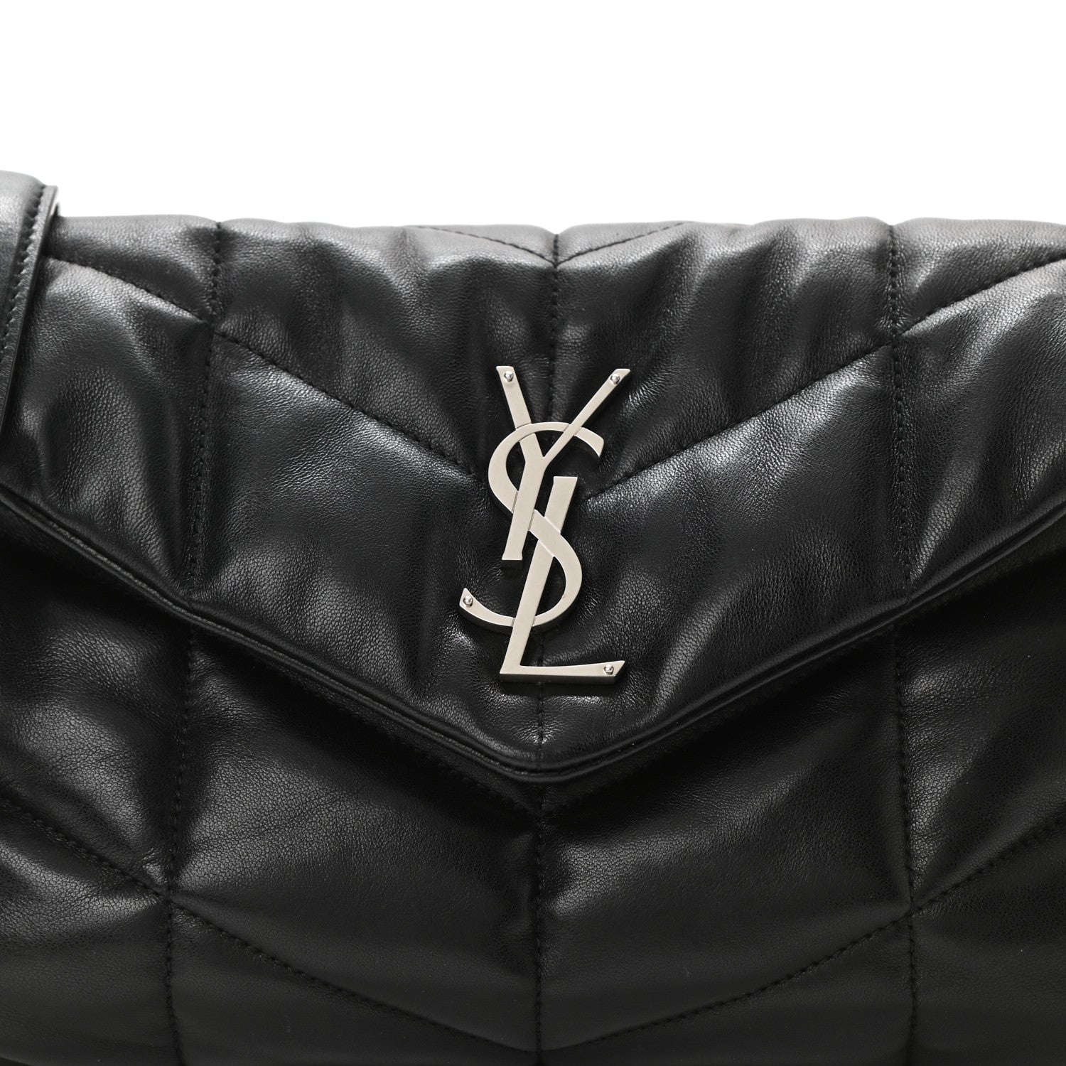 Saint Laurent Lambskin Quilted Small Loulou Puffer Monogram Chain Satchel Black 8 of 10