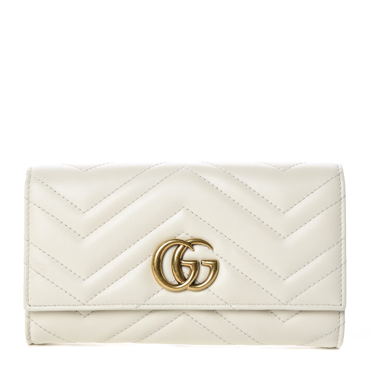 Calfskin Matelasse GG Marmont Continental Wallet Mystic White