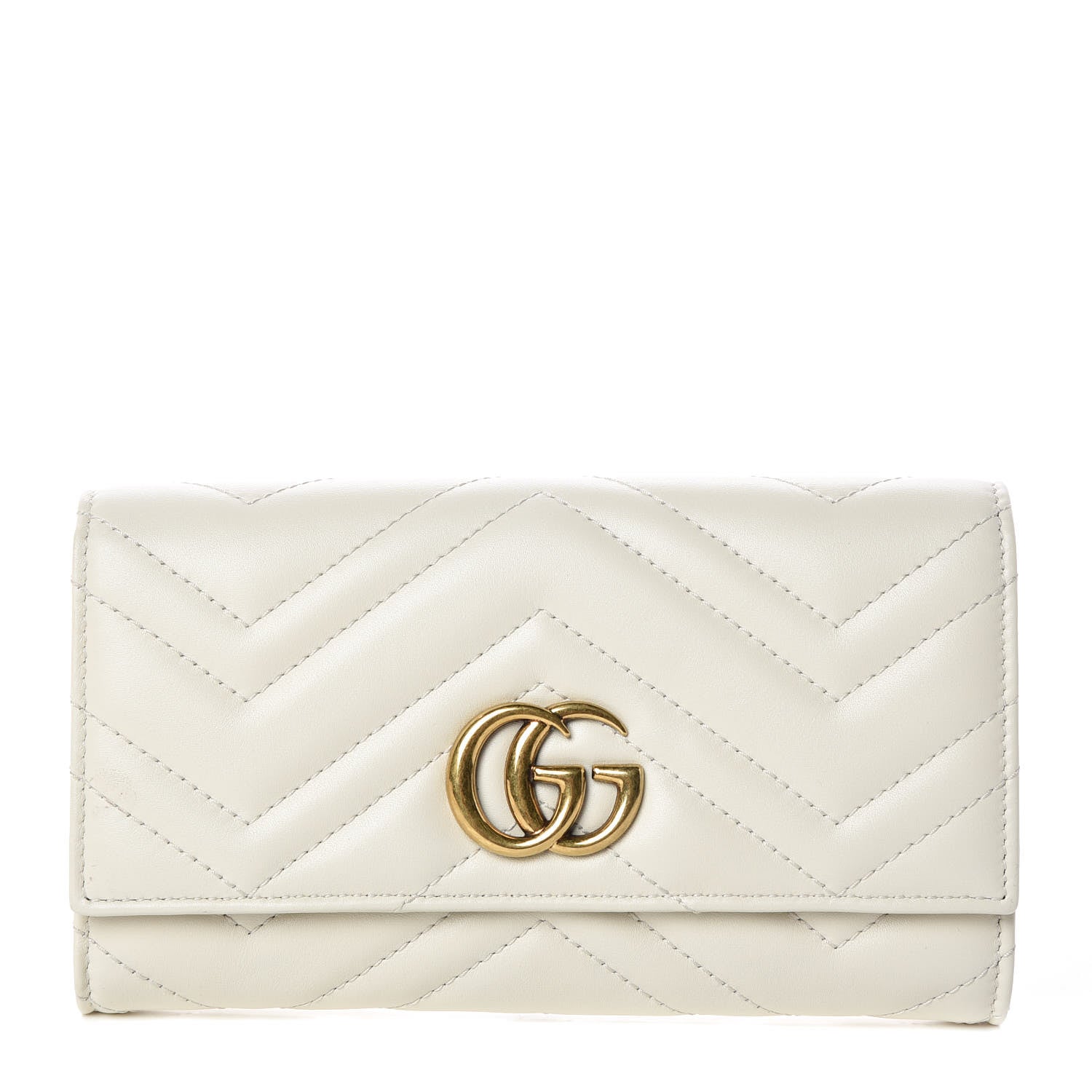 Gucci Calfskin Matelasse GG Marmont Continental Wallet Mystic White 1 of 9