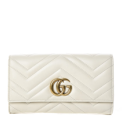 Gucci Calfskin Matelasse GG Marmont Continental Wallet Mystic White 1 of 9